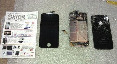 Movil Iphone 4s pantalla rota, cristal rajado
