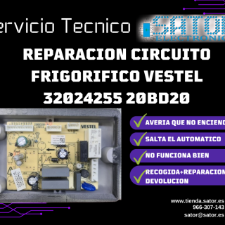 Reparacion circuito frigorifico Vestel 32024255 20Bd20 REPARACION