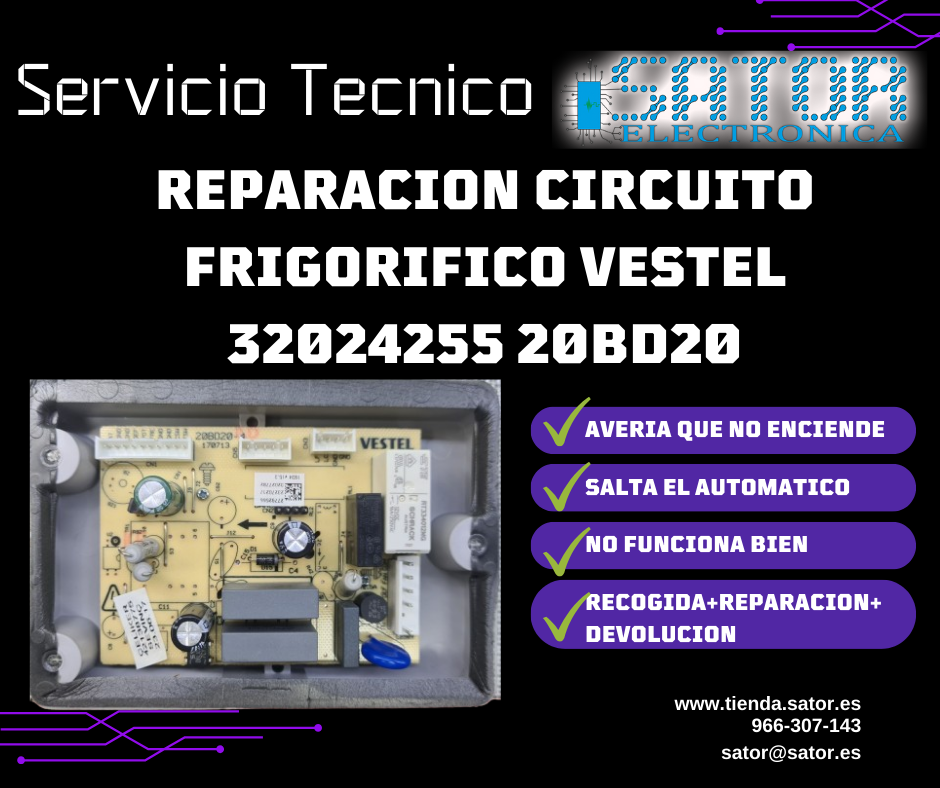 Reparacion circuito frigorifico Vestel 32024255 20Bd20 REPARACION