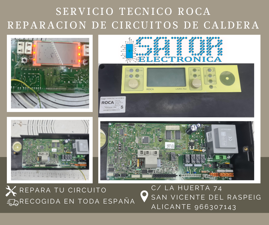 reparación, caldera Roca, servicio técnico, Sator Electrónica, calderas, circuitos electrónicos