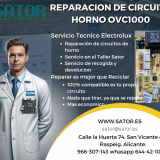 Reparación circuito horno Electrolux EOC68341X Ovc1000