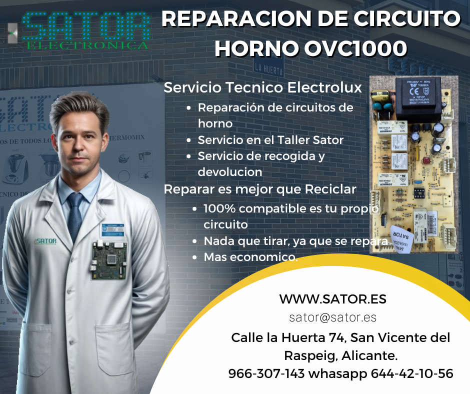 Reparación circuito horno Electrolux EOC68341X Ovc1000