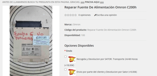 Reparar fuente de alimentación Omron C200H – Recogida nacional y garantía
