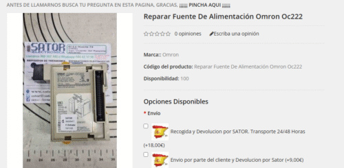 Reparar Fuente Omron OC222 – Servicio Técnico con Recogida Nacional
