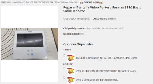 Reparar Pantalla Fermax 6550 Smile Monitor – Recogida Nacional y Garantía