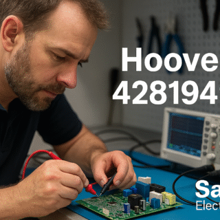 Técnico reparando módulo de horno Hoover 42819496 – Sator Electrónica