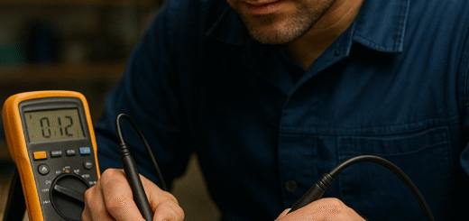 Técnico verificando placa de horno Electrolux 387841700 con multímetro en banco ESD