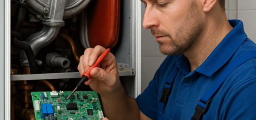 Técnico reparando placa Daikin AUX SX-51-72LBP