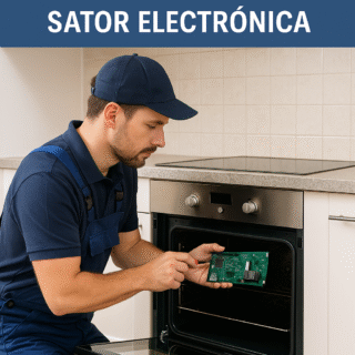 Técnico reparando módulo horno Fagor XZ5B00023 – Sator Electrónica