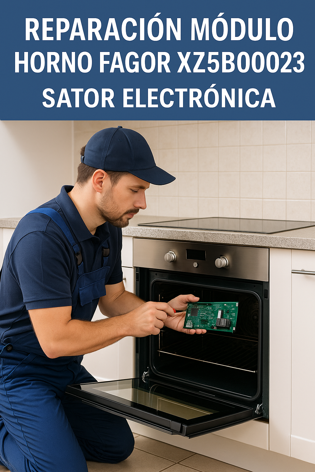 Técnico reparando módulo horno Fagor XZ5B00023 – Sator Electrónica