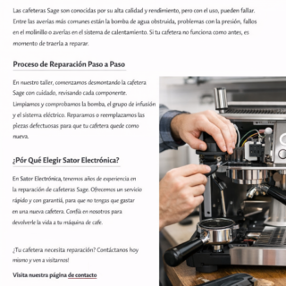 Reparación de cafetera Sage en acción